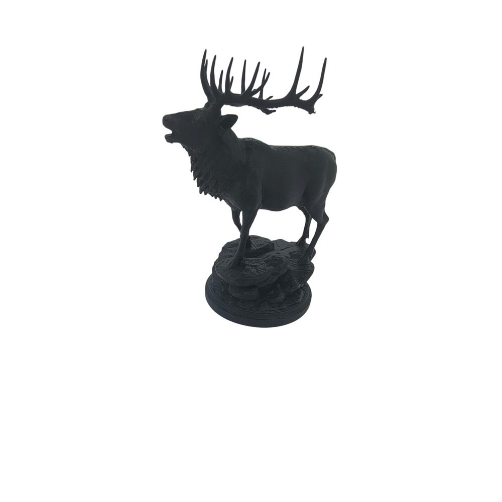 Black 3D Printed Bugling Elk Figurine Wildlife Nature Statue Lodge Decor 5in